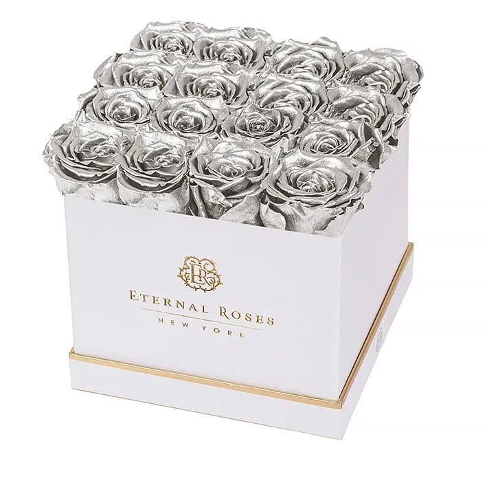 Eternal Roses® Gift Box White / Silver Lennox 16 Eternal Rose Gift Box - Best Gift for Birthday/Anniversary