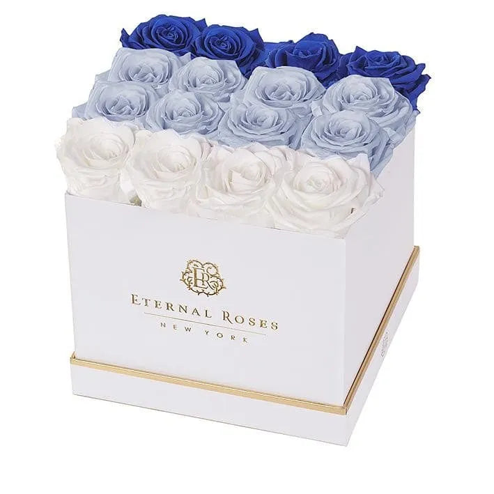 Eternal Roses® Gift Box White / Blue Ombre Lennox 16 Eternal Rose Gift Box - Best Gift for Birthday/Anniversary