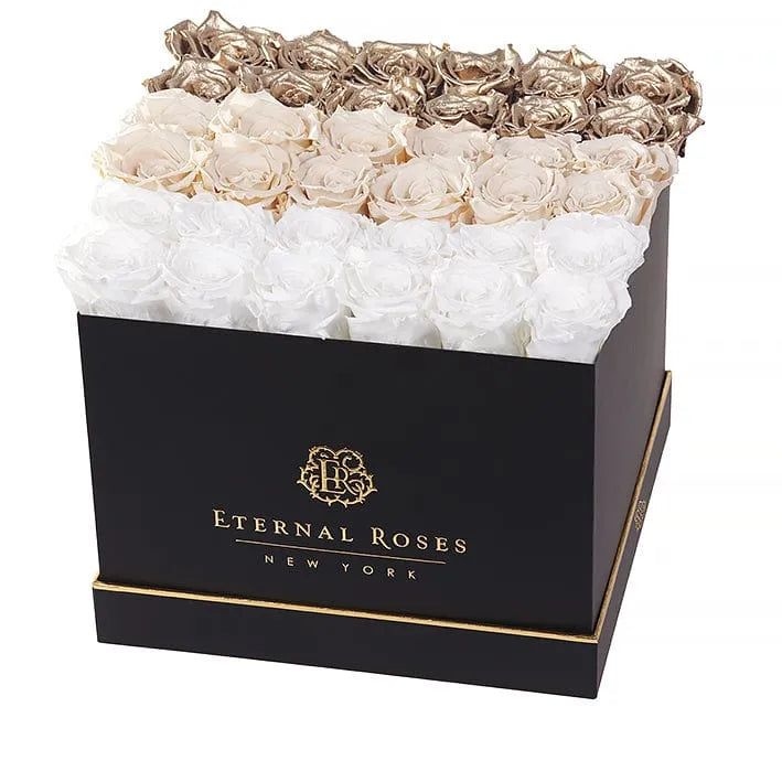 Eternal Roses® Gift Box Black Lennox Grand Lux Gift Box in Gold Ombre