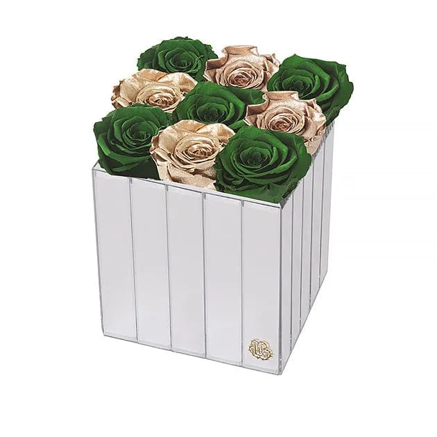 Eternal Roses® Gift Box Emerald Gold Lexington 9 Forever Roses Gift Box