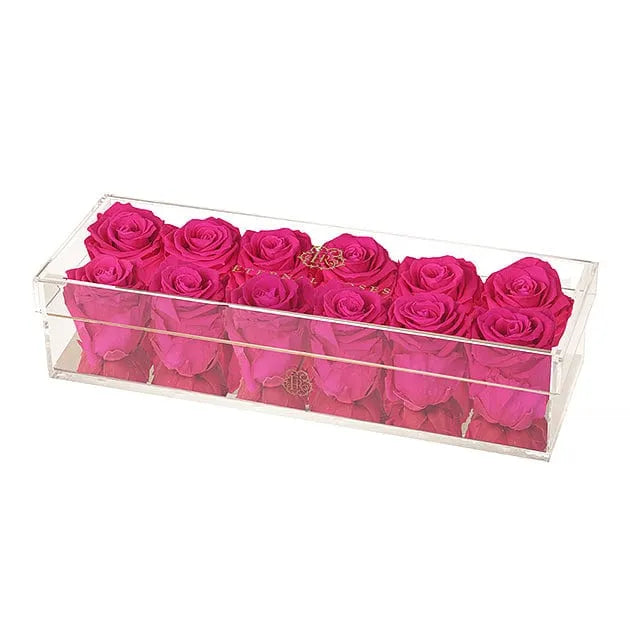 Eternal Roses® Gift Box 12-Rose / Hot Pink Madison Gold Twelve Roses Gift Box