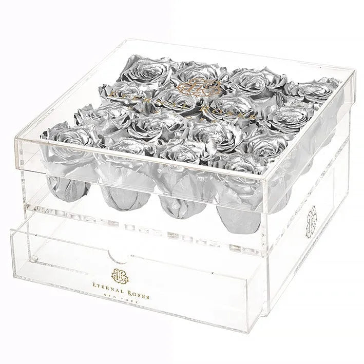 Eternal Roses® Gift Box 16-Rose / Silver Madison Sixteen Rose Gift Box