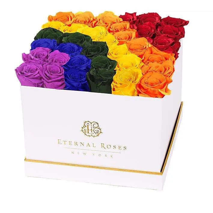 Rainbow Roses Gift Box in heart shaped form