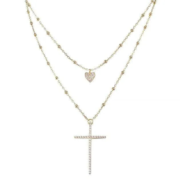 Eternal Roses® Layered Cross Pave Necklace