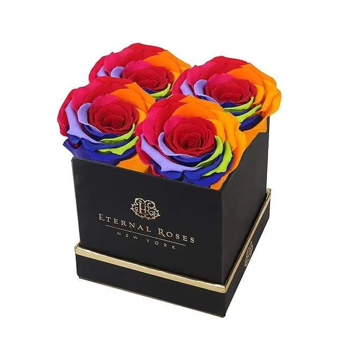 Lennox Gift Box Black in Rainbow Eternal Roses