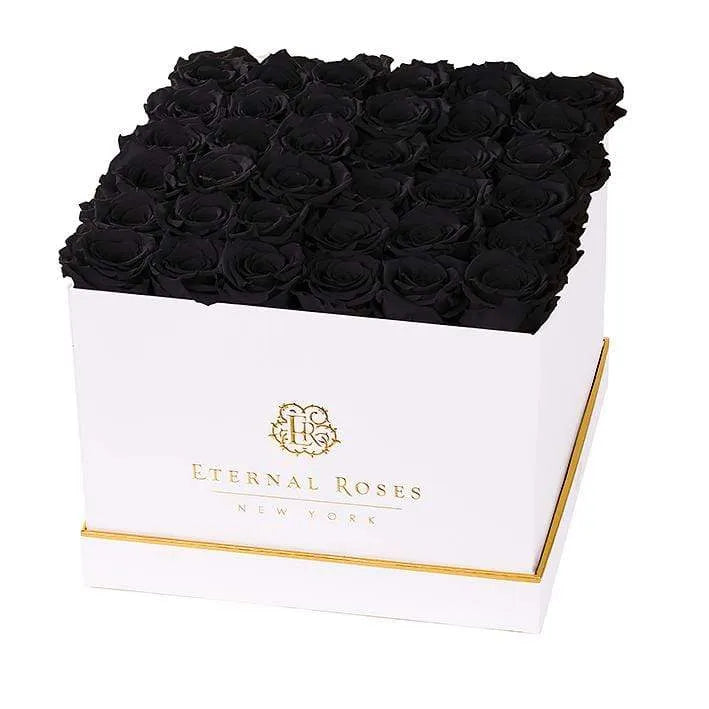 Eternal Roses® White Lennox Grand Eternal Rose Gift Box | Midnight Black Roses