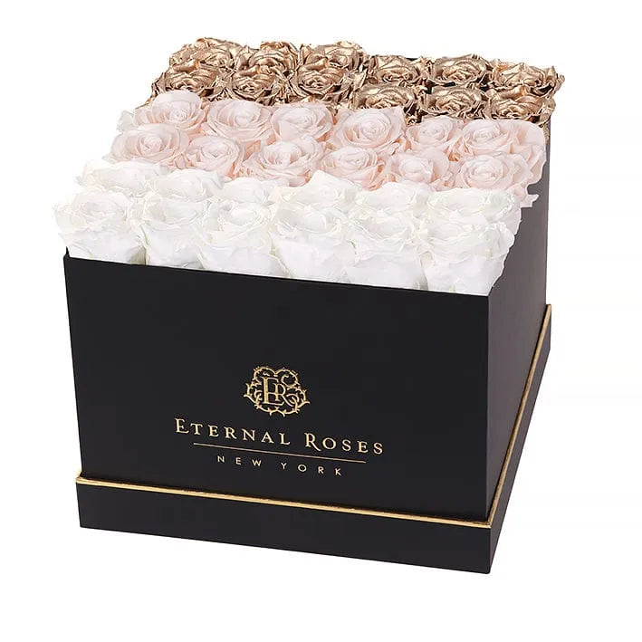 Eternal Roses® Black / Gold Ombre Lennox Grand Lux Gift Box in Ombre