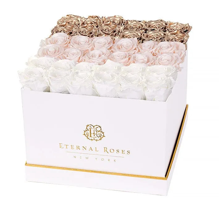 Eternal Roses® White / Gold Ombre Lennox Grand Lux Gift Box in Ombre