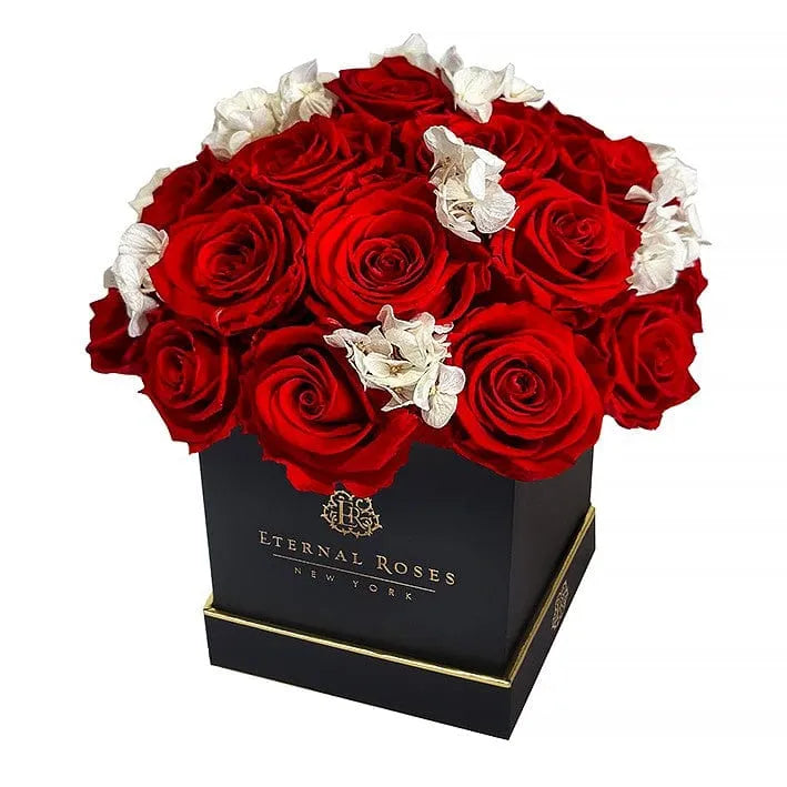 Eternal Roses® Black Lennox Half Moon Gift Box in Scarlet