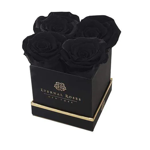 Dark Black Eternal Roses in A Box