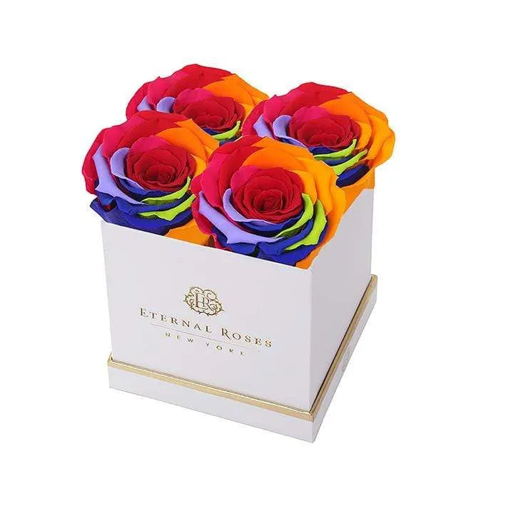 Eternal Roses® Lennox Small White Gift Box in Rainbow