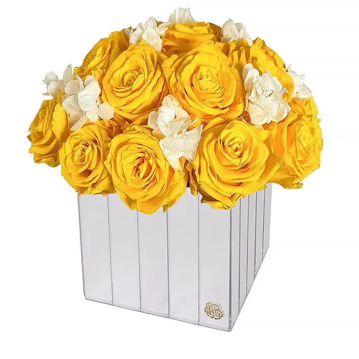Eternal Roses® Friendship Yellow Lexington Large Half Moon Gift Box