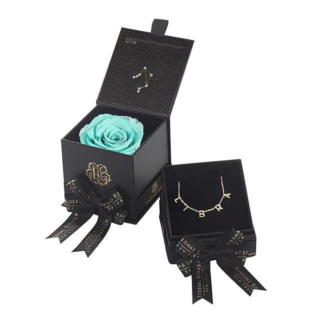 Eternal Roses® Tiffany Blue Libra Astor Box & Necklace Bundle