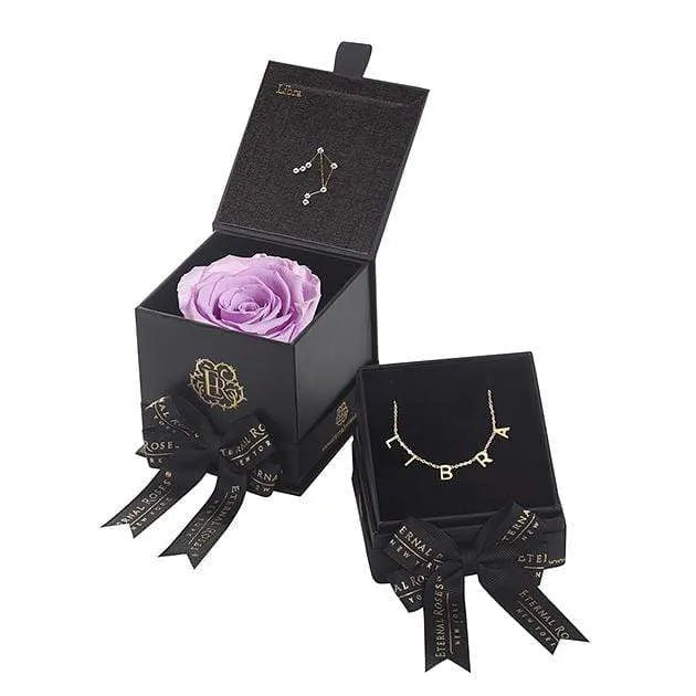 Eternal Roses® Lilac Libra Astor Box & Necklace Bundle