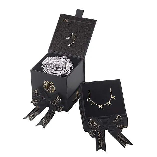 Eternal Roses® Silver Libra Astor Box & Necklace Bundle