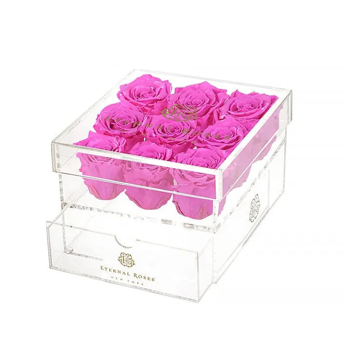 Eternal Roses® Madison Nine Rose Gift Box in Hot Pink