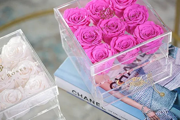 Eternal Roses® Madison Nine Rose Gift Box in Hot Pink