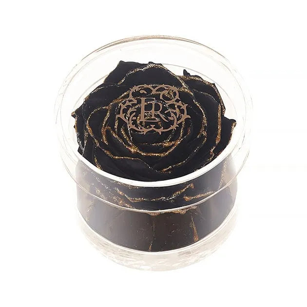 Eternal Roses® Madison Round Gold Gift Box in Midnight