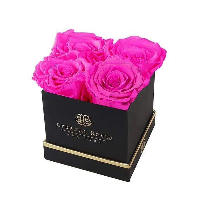 Eternal Roses® Black Mother's Day Lennox Gift Box Small in Hot Pink