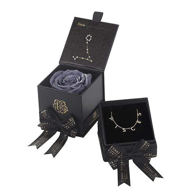 Eternal Roses® Stormy Pisces Astor Box & Necklace Bundle