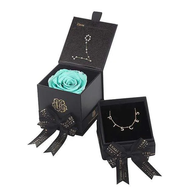 Eternal Roses® Tiffany Blue Pisces Astor Box & Necklace Bundle