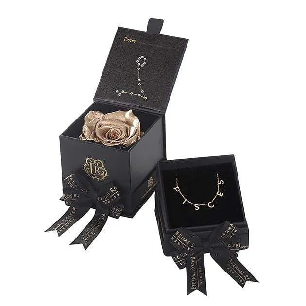 Eternal Roses® Gold Pisces Astor Box & Necklace Bundle