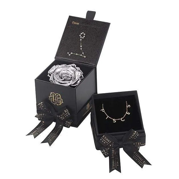 Eternal Roses® Silver Pisces Astor Box & Necklace Bundle