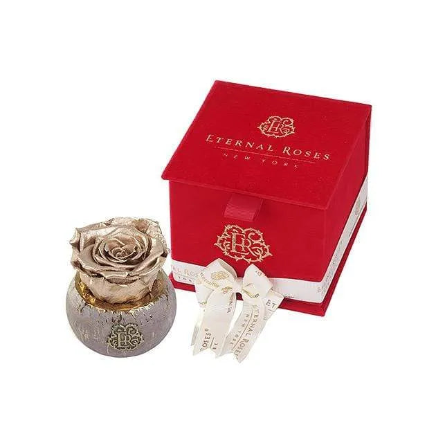 Gold Rose in a ceramic bowl gift box by eternal roses , NYC