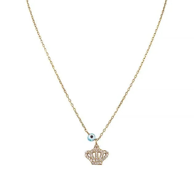 Eternal Roses® Royal Crown Necklace with Evil Eye