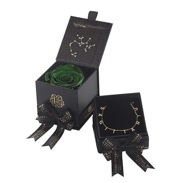 Eternal Roses® Wintergreen Sagittarius Astor Box & Necklace Bundle