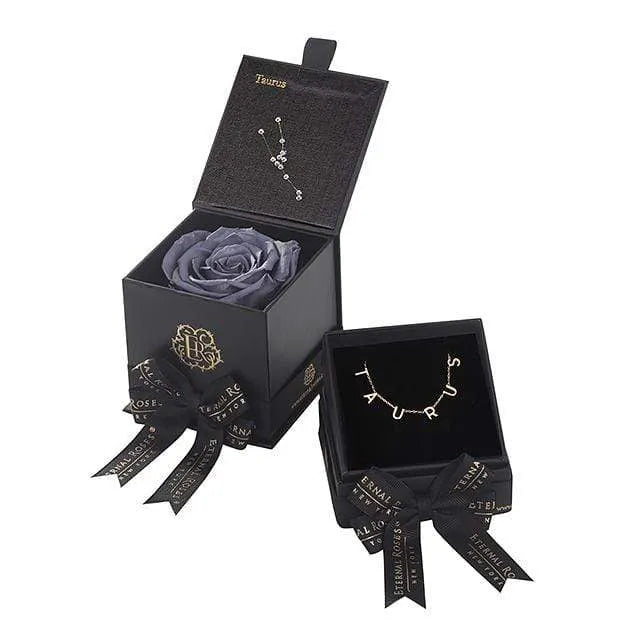 Eternal Roses® Stormy Taurus Box & Necklace Bundle