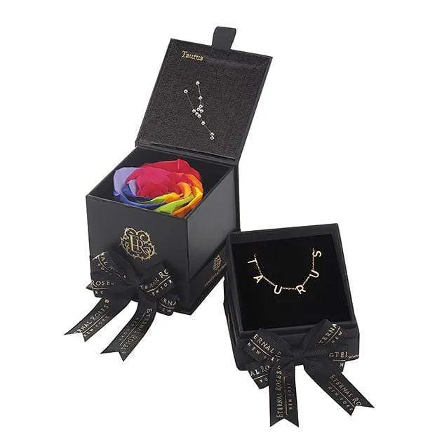 Eternal Roses® Rainbow Taurus Box & Necklace Bundle