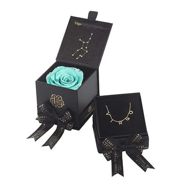 Eternal Roses® Tiffany Blue Virgo Astor Box & Necklace Bundle
