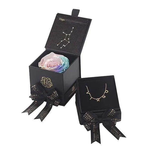 Eternal Roses® Candy Rainbow Virgo Astor Box & Necklace Bundle