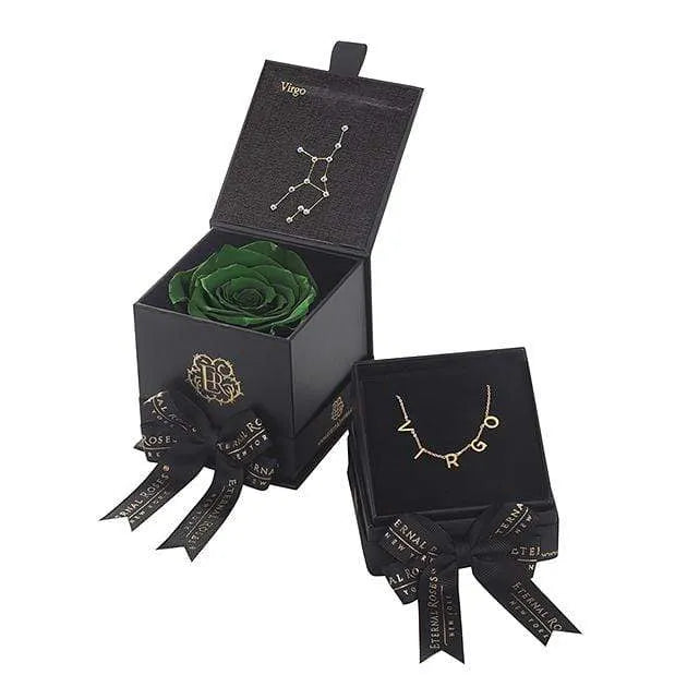 Eternal Roses® Wintergreen Virgo Astor Box & Necklace Bundle