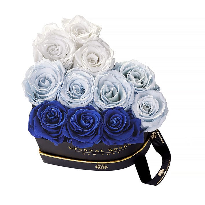 Eternal Roses® Centerpiece Black Chelsea Gift Box in Blue&White