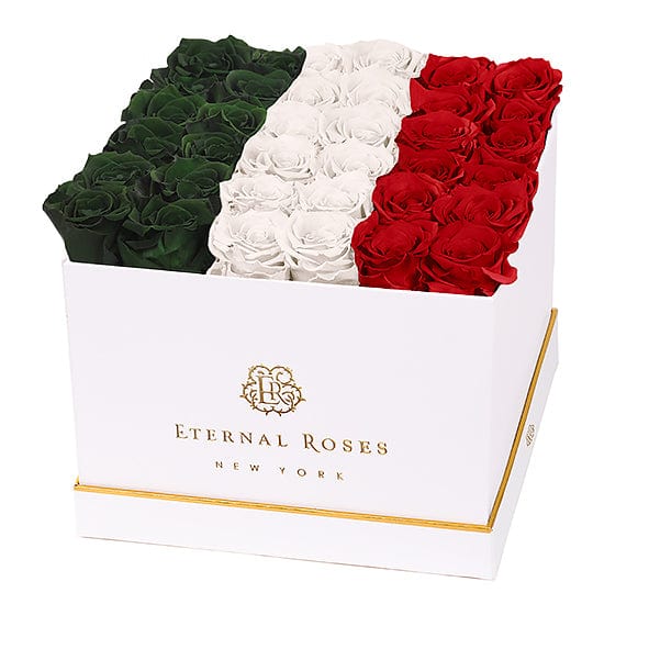 Eternal Roses® Centerpiece White Lennox Grand Gift Box in Flag Design