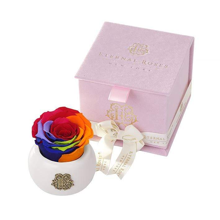 Eternal Roses® Centerpiece Rainbow Soho Soft Pink Velvet Gift Box