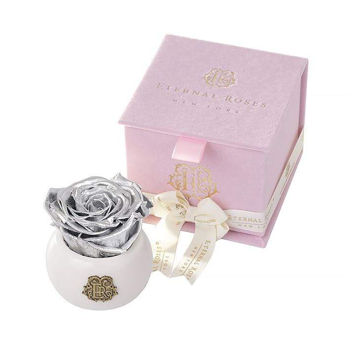 Eternal Roses® Centerpiece Silver Soho Soft Pink Velvet Gift Box