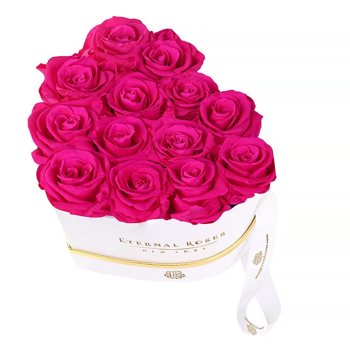 Eternal Roses® Gift Box White / Hot Pink Chelsea Eternal Rose Box | Shop Heart Gift Box