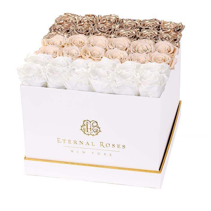 Eternal Roses® Gift Box White / Gold Ombre Lennox Grand Eternal Rose Gift Box - Best Gift for Birthday/Anniversary
