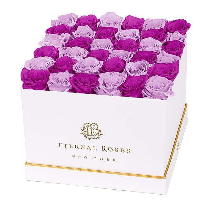 Eternal Roses® Gift Box White / Mystic Orchid Lennox Grand Eternal Rose Gift Box - Best Gift for Birthday/Anniversary