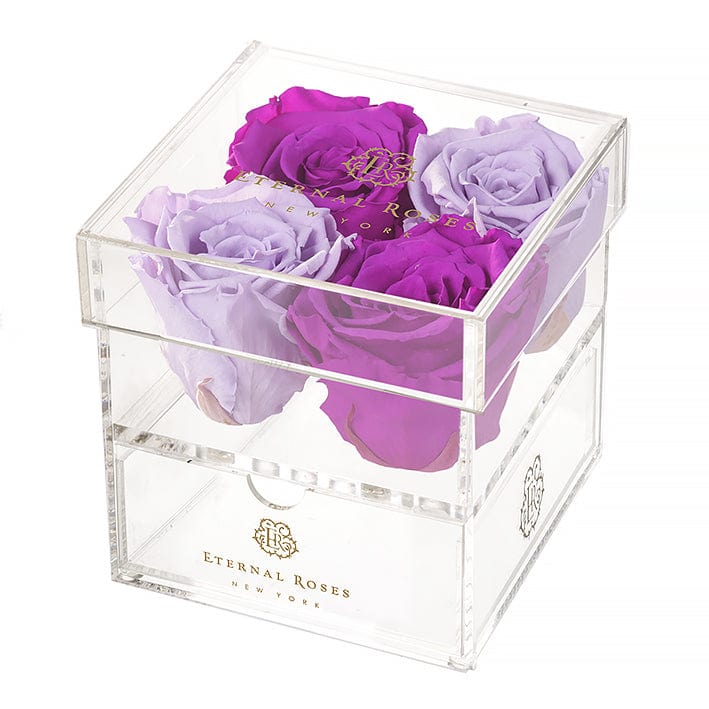 Eternal Roses® Gift Box 4-Rose / Mystic Orchid Madison Four Rose Keepsake Gift Box