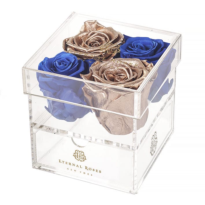 Eternal Roses® Gift Box 4-Rose / Royal Gold Madison Four Rose Keepsake Gift Box