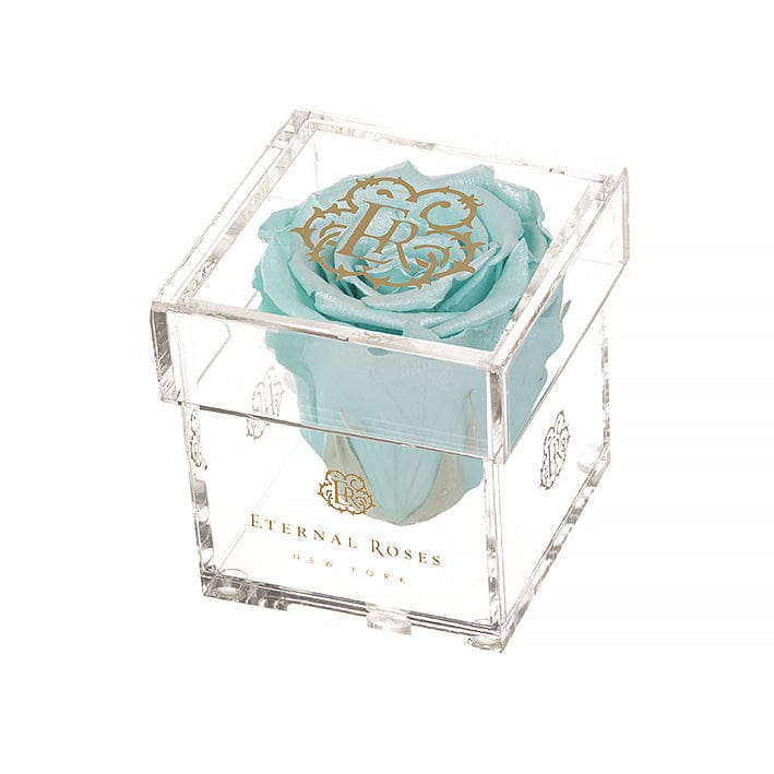 Eternal Roses® Gift Box 1-Rose / Pearly Tiffany Blue Madison Mini Roses Gift Box
