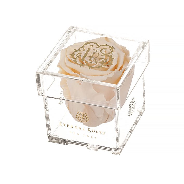 Eternal Roses® Gift Box 1-Rose / Champagne Madison Mini Roses Gift Box