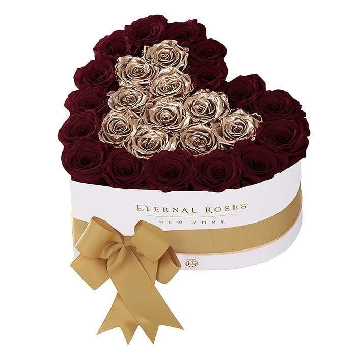 Eternal Roses® Grand Chelsea Eternal Rose Gift Box White in Golden Ruby