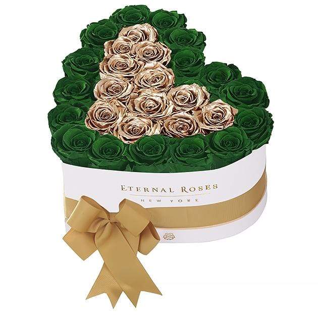 Eternal Roses® White / Emerald Green Grand Chelsea Mezzo Eternal Rose Gift Box