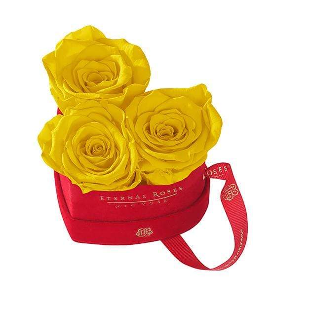 Eternal Roses® Friendship Yellow Mini Chelsea Red Velvet Gift Box