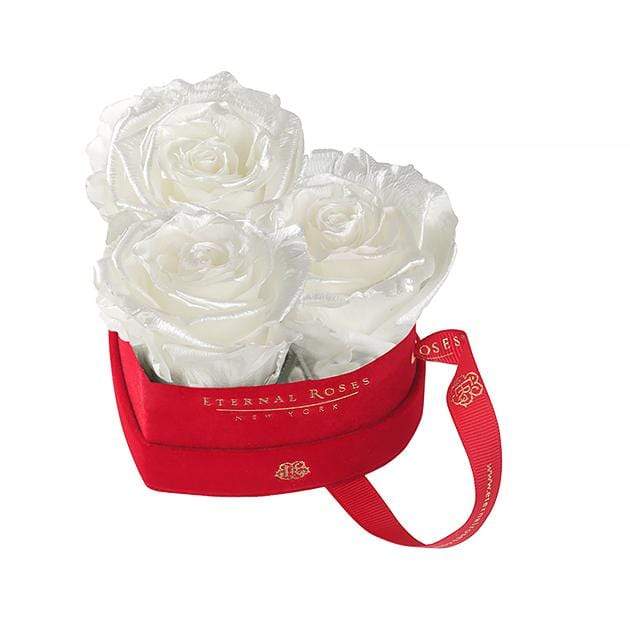 Eternal Roses® Pearly White Mini Chelsea Red Velvet Gift Box
